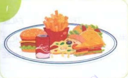 Meal 1: a burger, fries, soda, pizza and a sandwich
